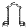 Metal Garden Arch with Adjustable Width W68.11''~W94.29'' Climbing Plants Support Rose Arch Outdoor Black