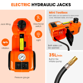 Electric Car Jack Kit,5 Ton 11023 LBS Hydraulic Jack Lift With Electric Impact Wrench,uilt In Inflatable Pump,and LED Light For SUV ,MPV Sedan