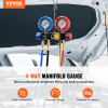 VEVOR 4 Way AC Gauge - AC Manifold Gauge Set for R134A R22 R12 R410A Refrigerant, Freon Gauges with 5ft Hoses, Couplers