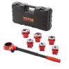 VEVOR Ratchet Pipe Threader Kit, 1/4" NPT - 1-1/4" NPT Manual Ratcheting Pipe Threader, Portable Pipe Threading Tool Set with 6PCS NPT Dies
