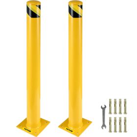 VEVOR Safety Bollard, 36 Inch Height Bollard Post, 5.5 Inch Diameter Steel Pipe Safety Bollard Post, Yellow Steel Bollard
