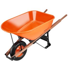 VEVOR Wheelbarrow Cart, 6 Cu. Ft. Load & 330 lbs Capacity, One Wheel Garden Dump Cart Wheel Barrow with Metal Handle & 16" Wide Track Wheels