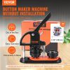 VEVOR Button Maker Machine, 2.28 inch/58mm Pin Maker with 100pcs Button Parts, Ergonomic Arc Handle Punch Press Kit