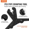 VEVOR PEX Pipe Crimping Tool Kit, Pro Press Crimper for 3/8", 1/2", 3/4" Crimp Rings, with 3 Jaw Dies, PEX Tubing Cutter, Go/No-Go Gauge