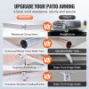 VEVOR Manual Retractable Awning, 12 x 10 ft Outdoor Patio Awning Retractable Sun Shade