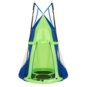 2-in-1 40 Inch Kids Hanging Chair Detachable Swing Tent (Color: green)