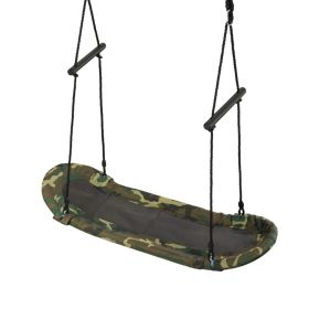 Saucer Tree Swing Surf Kids Outdoor Adjustable Oval Platform Set with Handle (Color: Show in the picture)