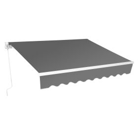 12ft x 10ft Charcoal Gray Retractable Patio Awning - UV and water resistant durable aluminum frame with manual crank handle perfect for decks balconie (Color: Gray)